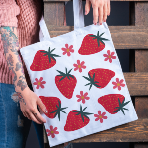 Strawberry Print Tote Bag