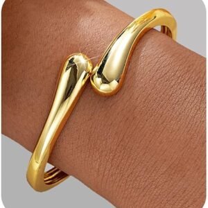 Gold Bangle Bracelet for Women Trendy Chunky Adjustable Twist Cuff Bracelet
